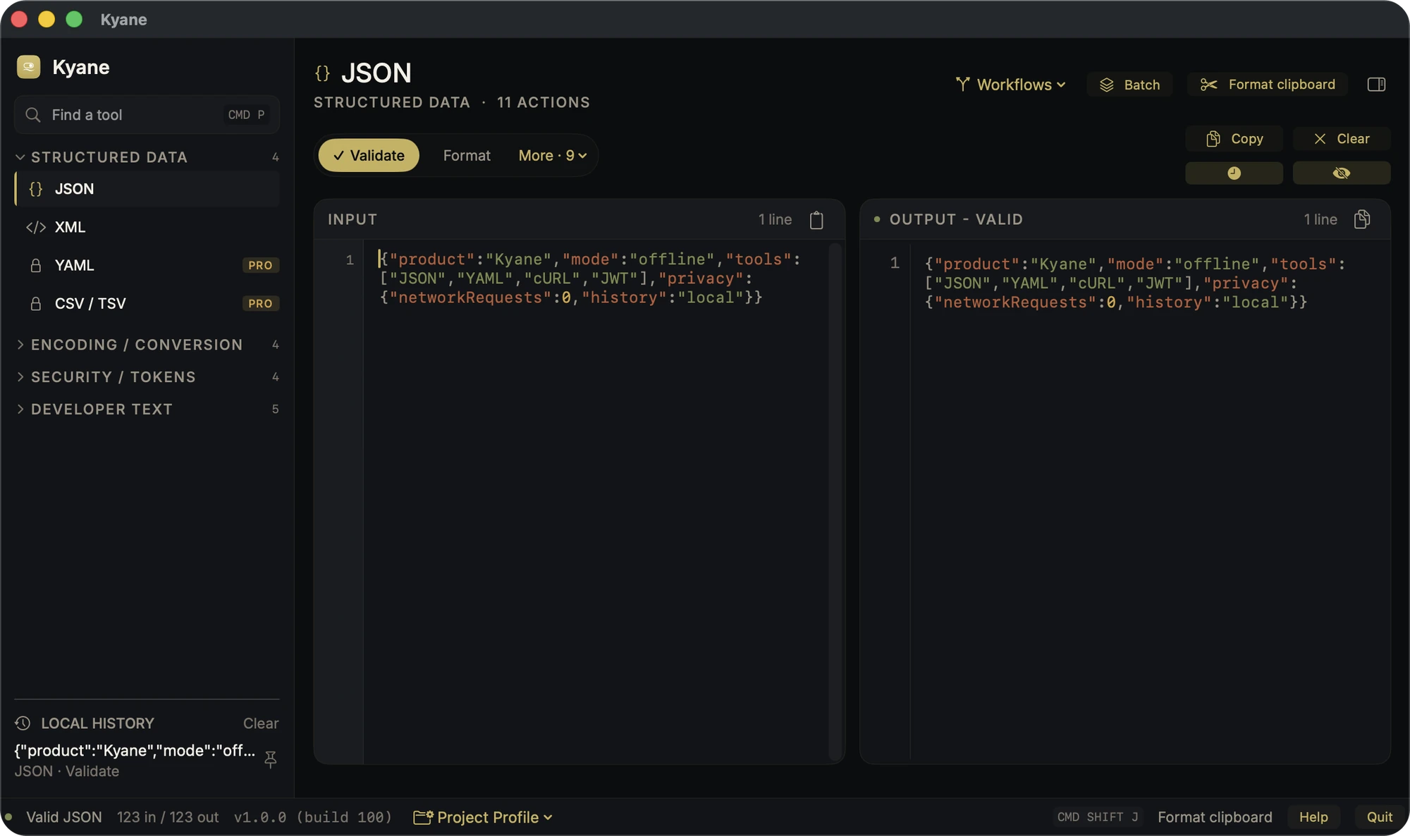 Kyane running on macOS