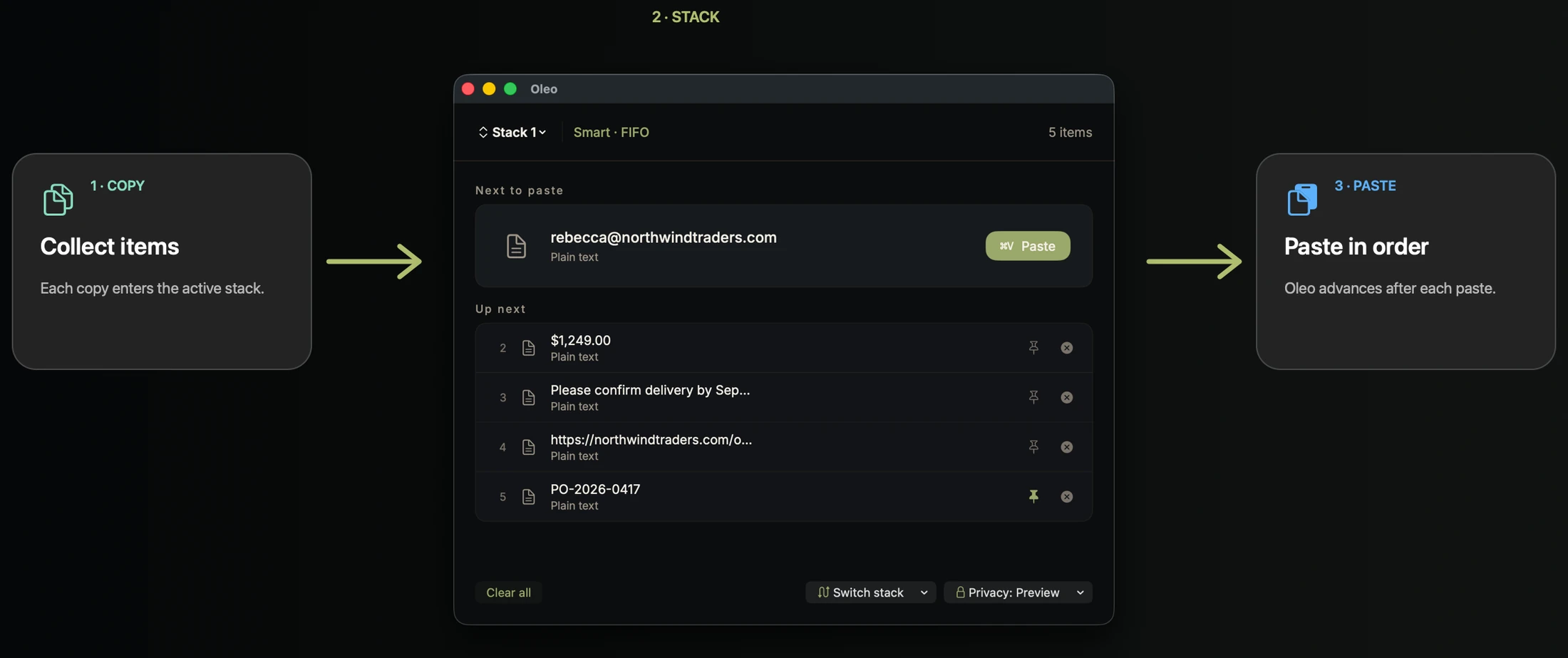 Oleo running on macOS